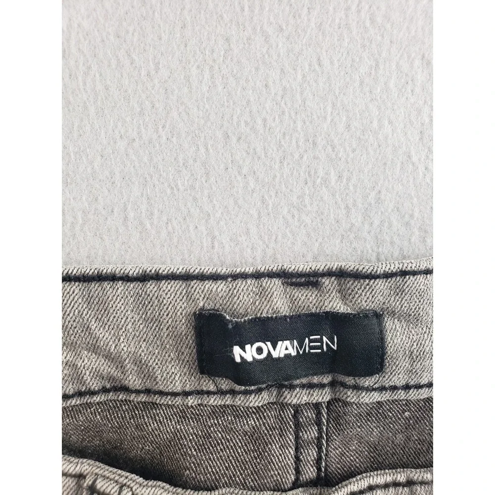 Nova Men Jean 32 Gray Denim Slim Fit Acid Wash Mid Rise Stretch 5 Pocket Design